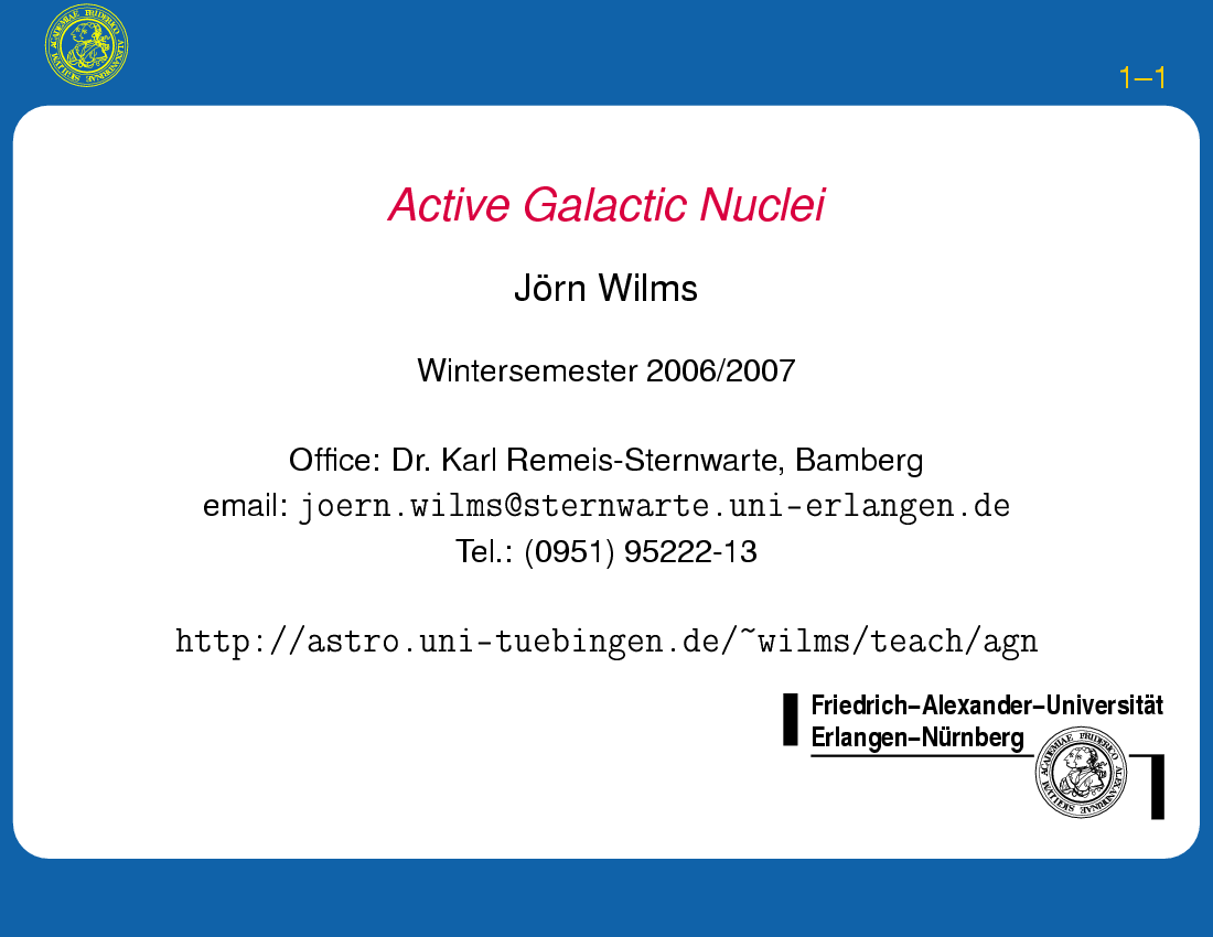 Active Galactic Nuclei, p. 1-1