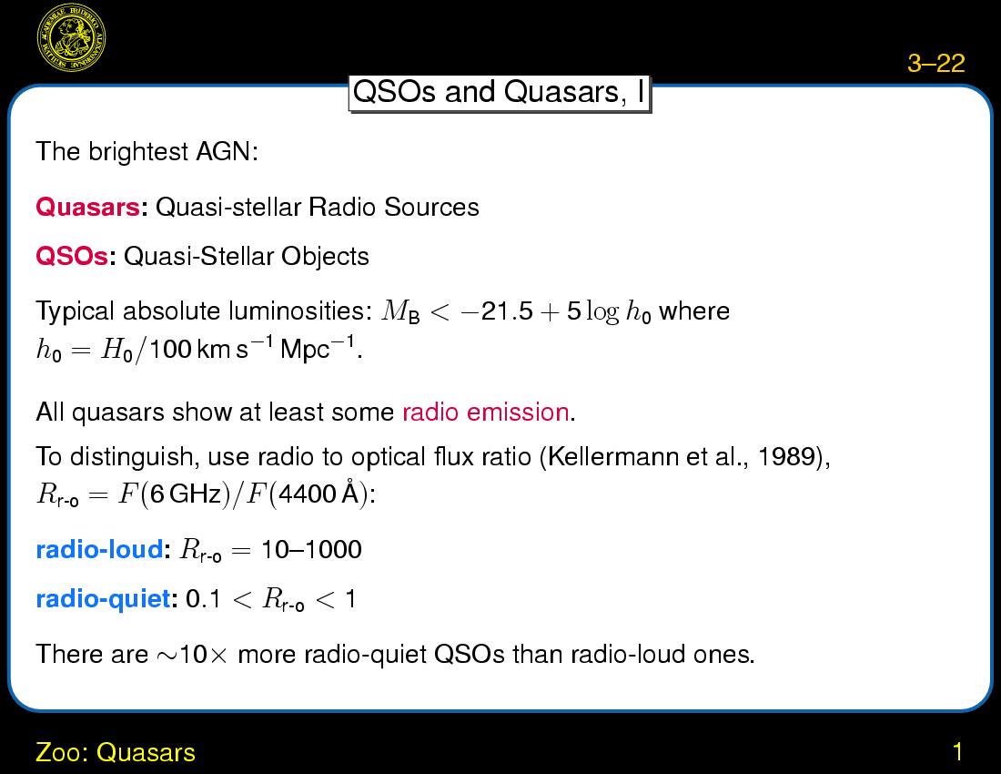 AGN Taxonomy : Zoo: Quasars