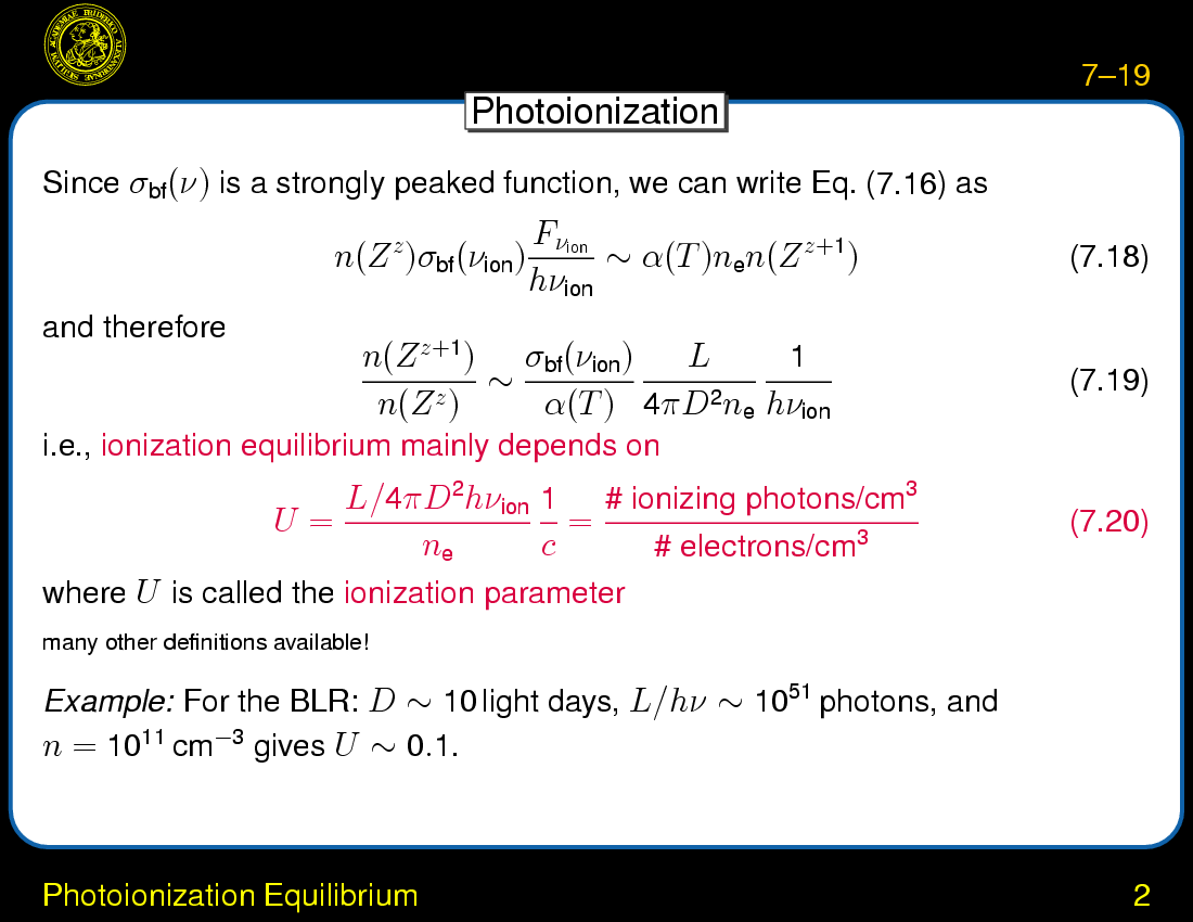 Ionization Equilibrium and Line Diagnostics : Photoionization Equilibrium