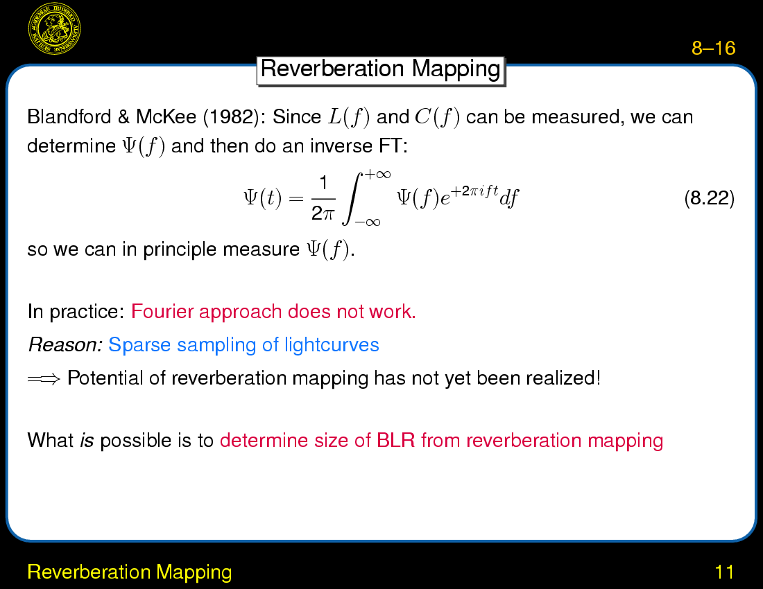 Broad Line Region : Reverberation Mapping