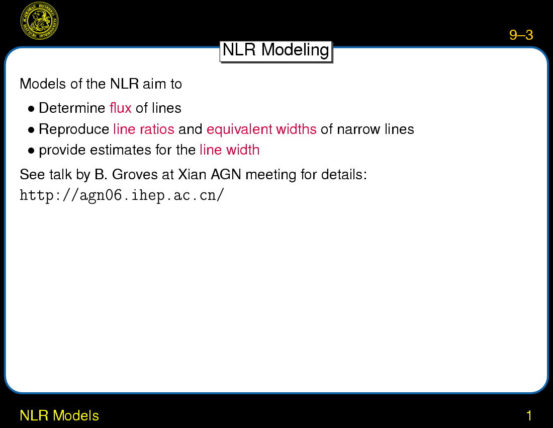 Narrow Line Region : NLR Models