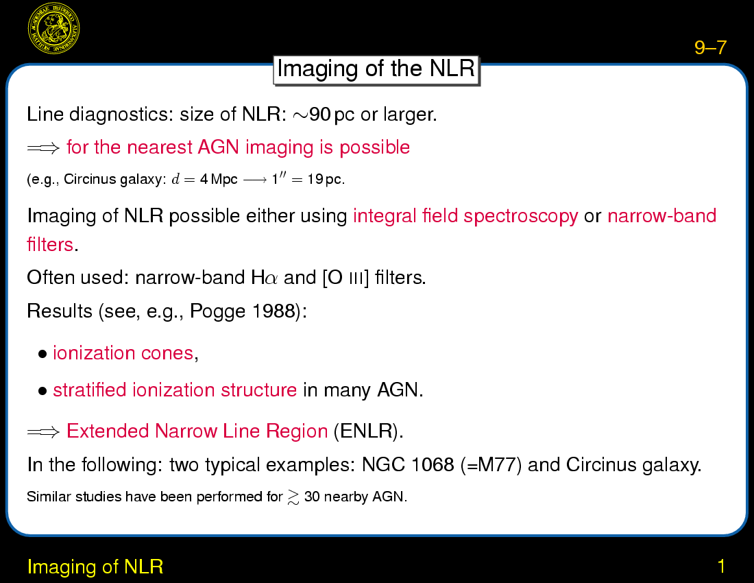 Narrow Line Region : Imaging of NLR