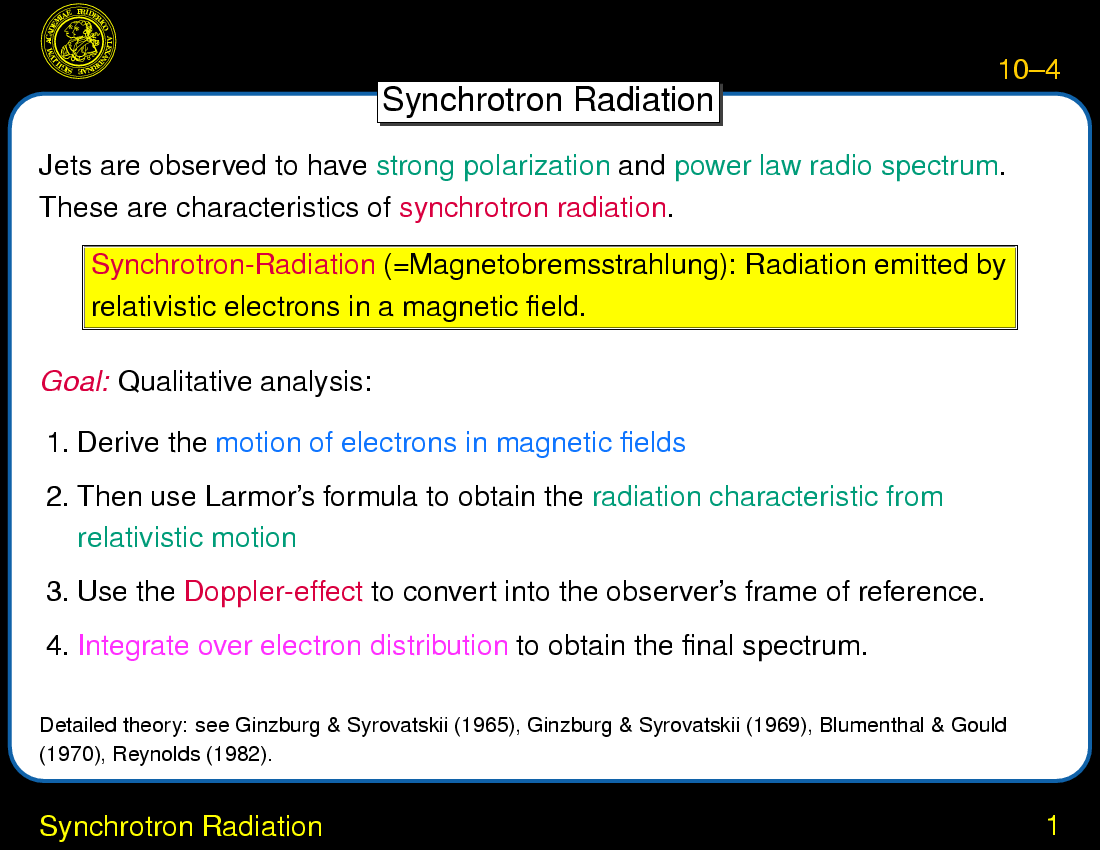 Jets and Radio Loud AGN : Synchrotron Radiation