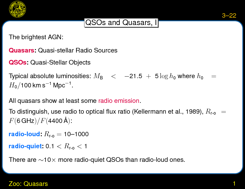Chapter 3: AGN Taxonomy : Zoo: Quasars