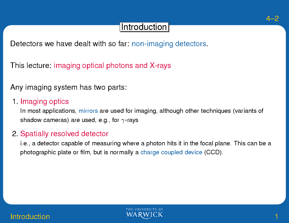Imaging and Imaging Detectors : Introduction