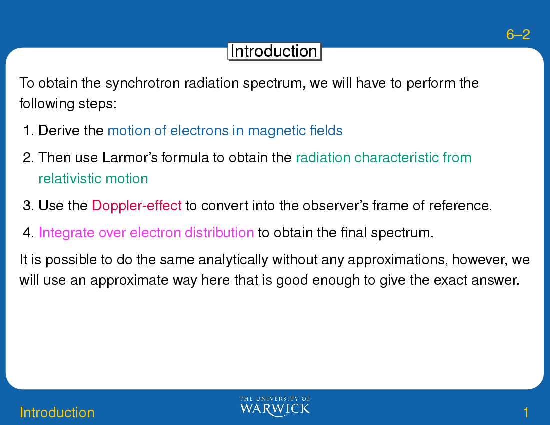 Synchrotron Radiation : Introduction