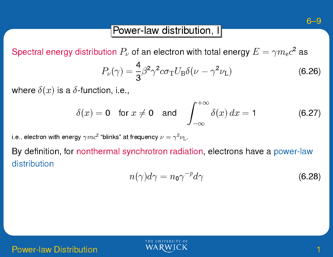 Synchrotron Radiation : Power-law Distribution