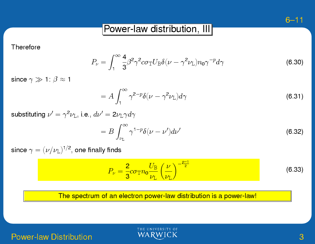 Synchrotron Radiation : Power-law Distribution