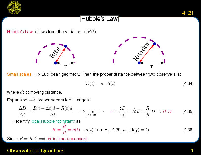 Chapter 4: World Models : Observational Quantities