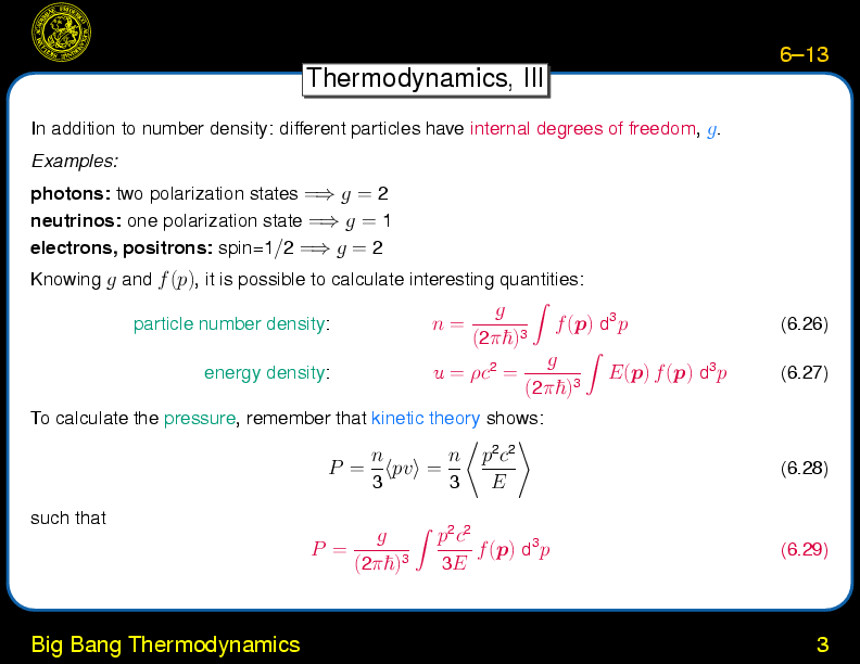 Chapter 6: The Hot Big Bang : Big Bang Thermodynamics