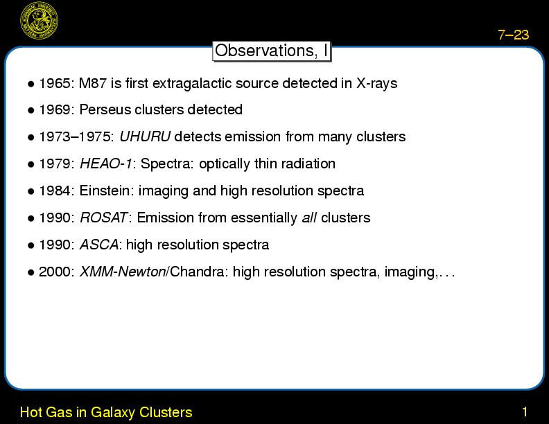 Chapter 7: Galaxy Groups and Clusters : Hot Gas in Galaxy Clusters