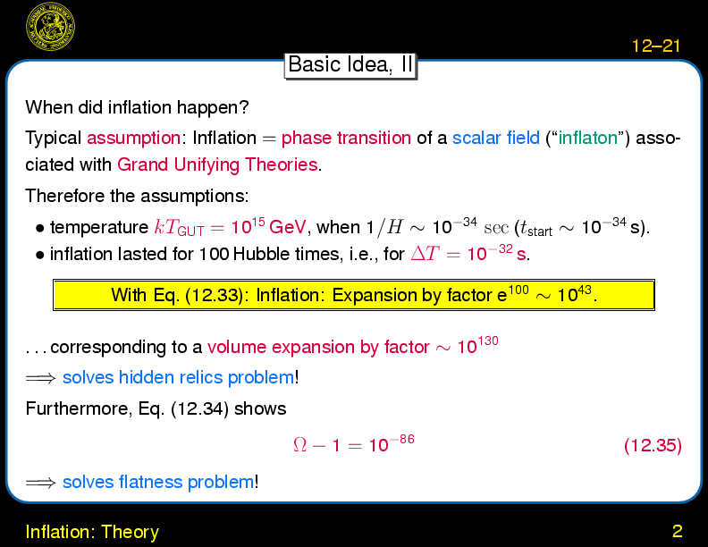 Chapter 12: Inflation : Inflation: Theory