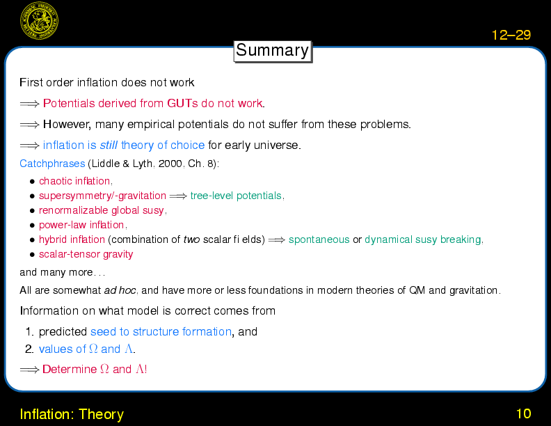 Chapter 12: Inflation : Inflation: Theory