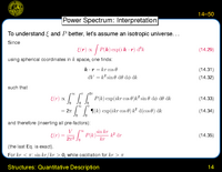 Structures: Quantitative Description: Power Spectrum: Interpretation