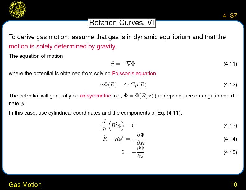 Chapter 4: Spiral Galaxies : Gas Motion