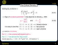 Dynamics: The Critical Density