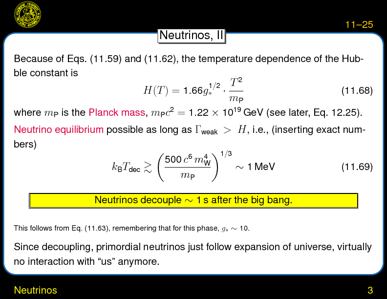 Chapter 11: The Hot Big Bang : Neutrinos