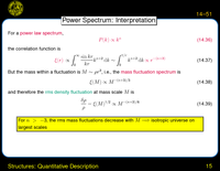 Structures: Quantitative Description: Power Spectrum: Interpretation
