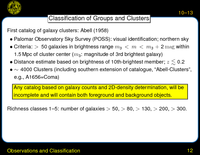 Observations and Classification: Classification of Groups and Clusters
