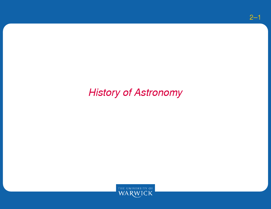 History of Astronomy : Class Notes