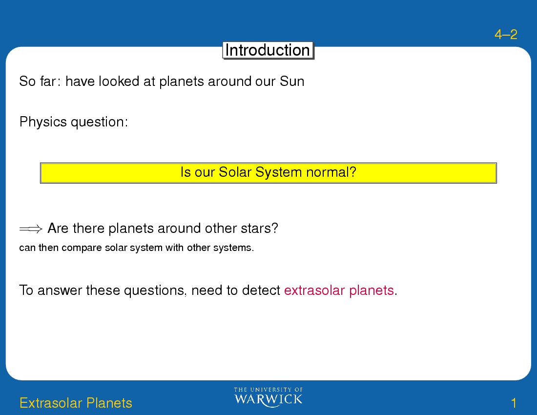 Extrasolar Planets : Extrasolar Planets