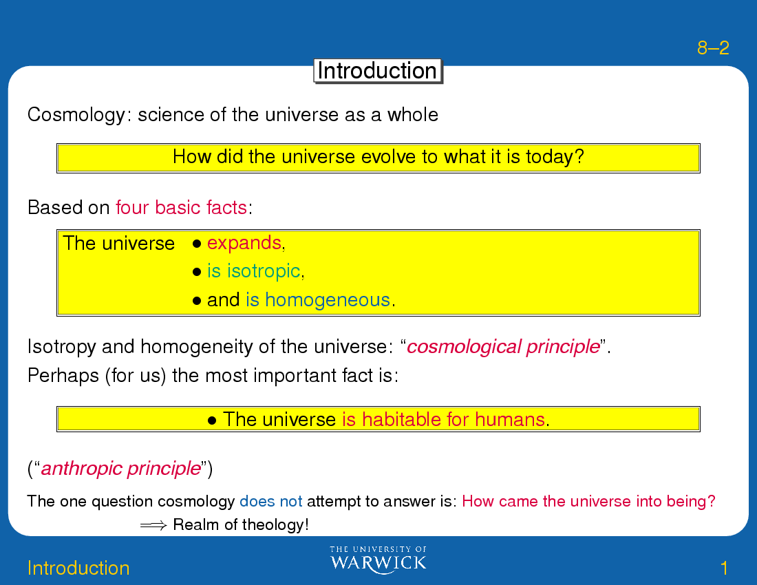 Cosmology : Introduction