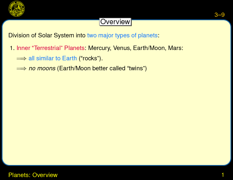 Chapter 3: The Planets: Overview : Planets: Overview