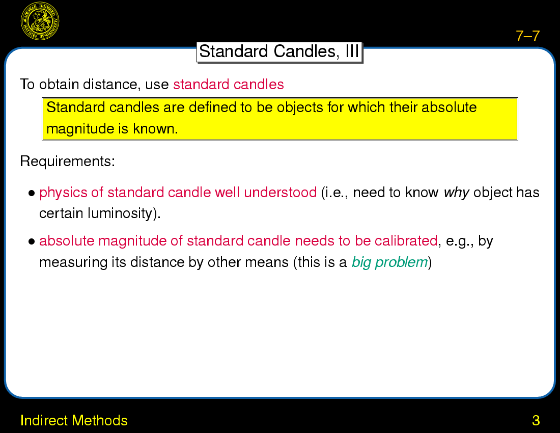 The Astronomical Distance Ladder : Indirect Methods