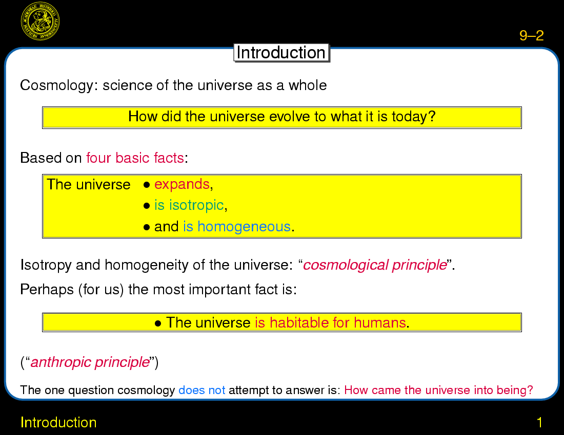 Cosmology : Introduction