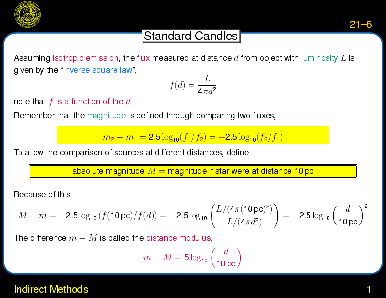 Chapter 21: The Astronomical Distance Ladder : Indirect Methods
