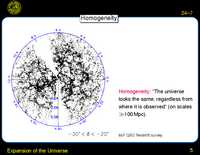 Expansion of the Universe: Homogeneity