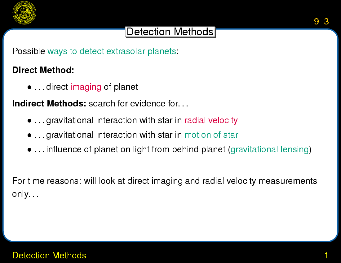 Extrasolar Planets : Detection Methods