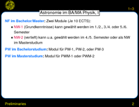 Preliminaries: Astronomie im BA/MA Physik