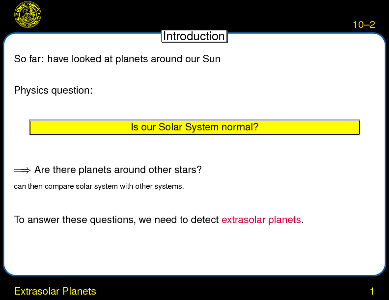 Chapter 10: Extrasolar Planets : Detection Methods