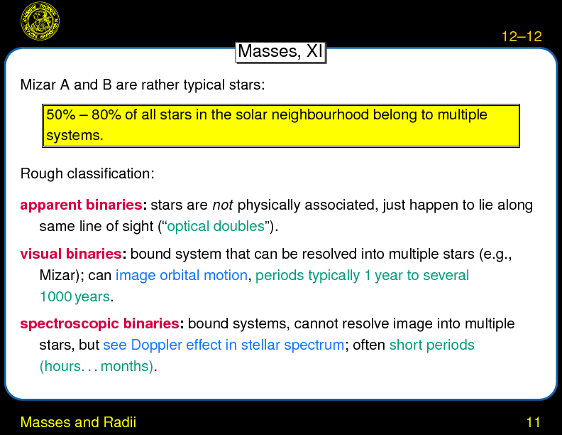 Chapter 12: Stars: Masses : Masses and Radii