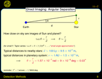 Detection Methods: Direct Imaging: Angular Separation
