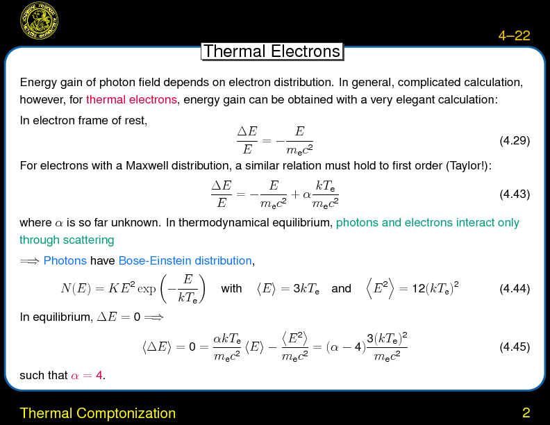 Chapter 4: Radiative Processes : Thermal Comptonization