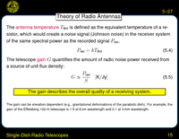 Single-Dish Radio Telescopes: Theory of Radio Antennas