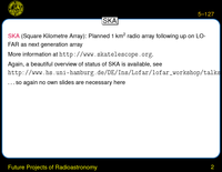 Future Projects of Radioastronomy: SKA