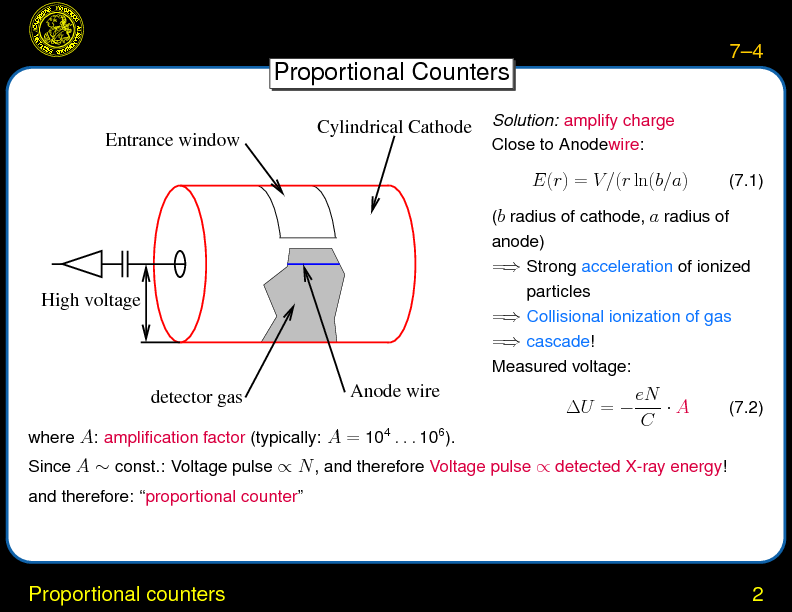 Chapter 7: X-ray Detectors : Proportional counters