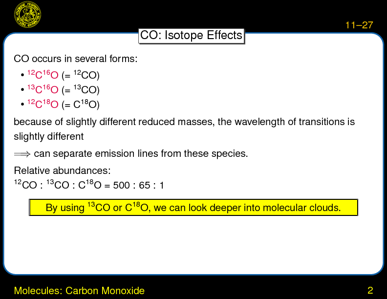 Chapter 11: Molecules and Molecular Spectra : Molecules: Carbon Monoxide