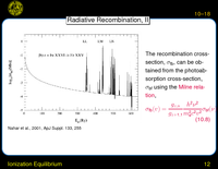 Ionization Equilibrium: Radiative Recombination
