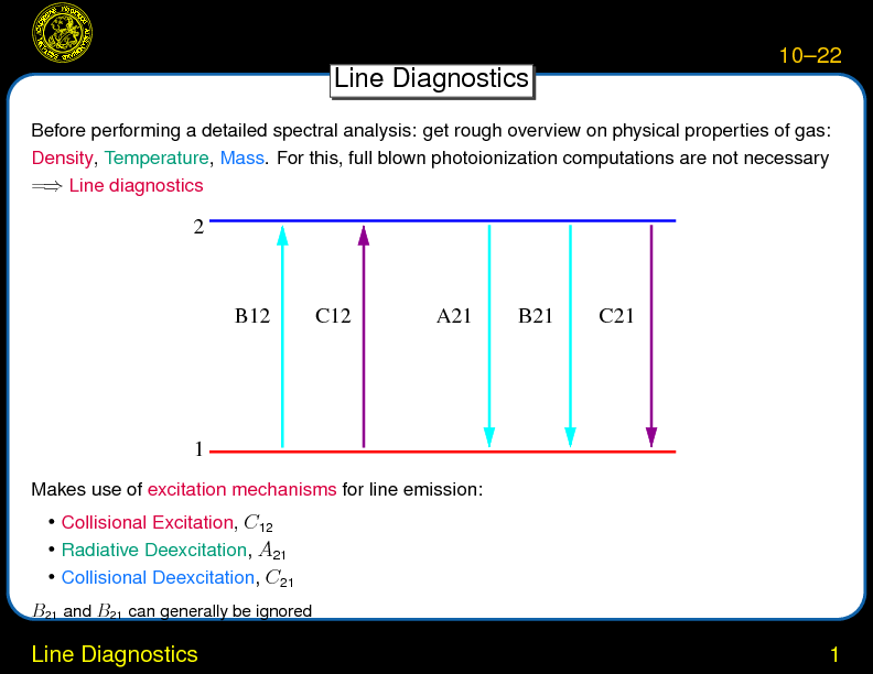 Chapter 10: Ionization Equilibrium and Line Diagnostics : Line Diagnostics