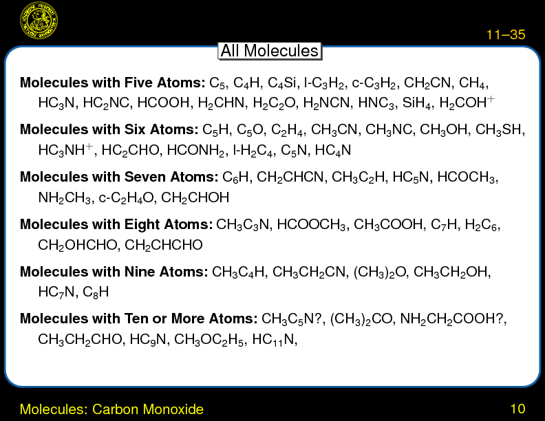 Chapter 11: Molecules and Molecular Spectra : Molecules: Carbon Monoxide