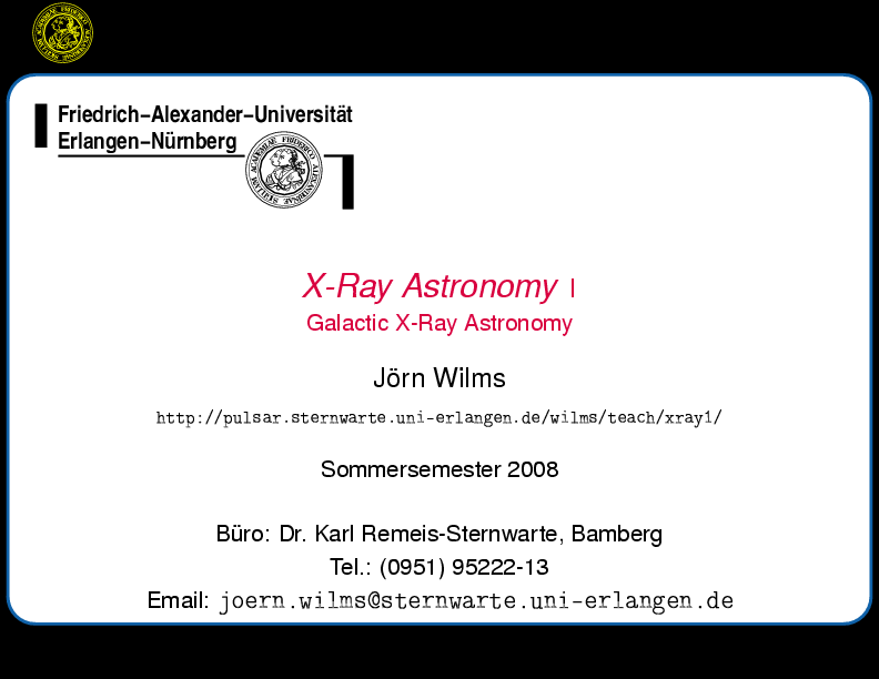 X-Ray Astronomy I, p. Pagenumber::0--1