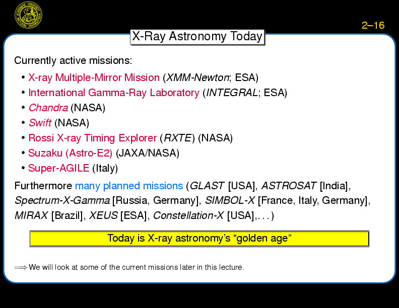 X-Ray Astronomy I, p. Pagenumber::2--16