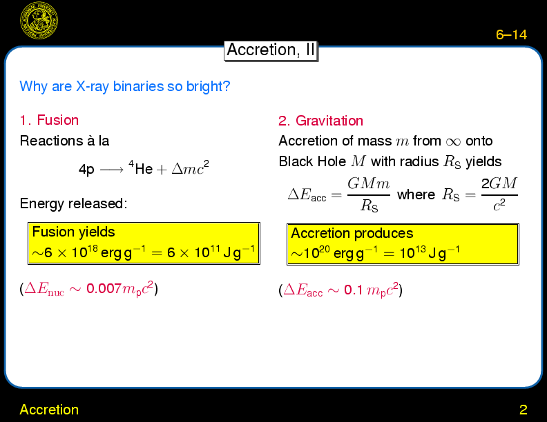Chapter 6: X-Ray Binaries : Accretion
