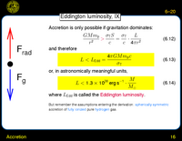 Accretion: Eddington luminosity