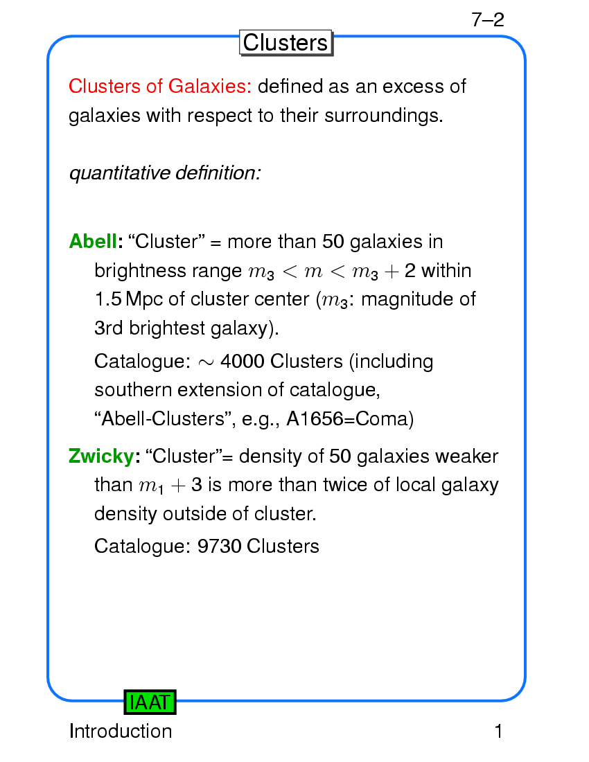 Clusters of Galaxies : Introduction