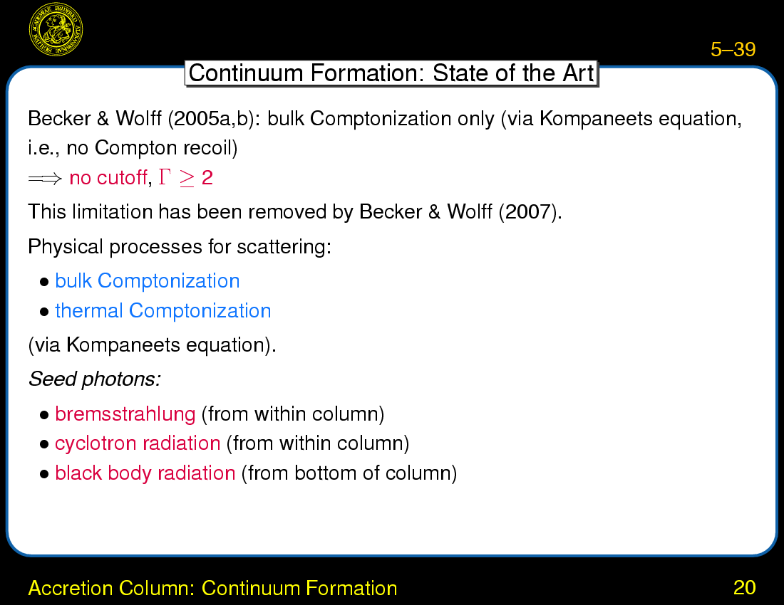 Accretion onto Magnetized Neutron Stars : Accretion Column: Continuum Formation